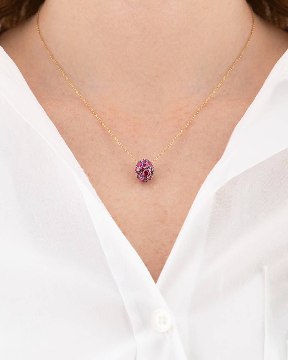 Nanis Collana "DANCING REVERSE" double face con ciondolo in oro, zaffiri ros – Nanis Italian Jewels Italia