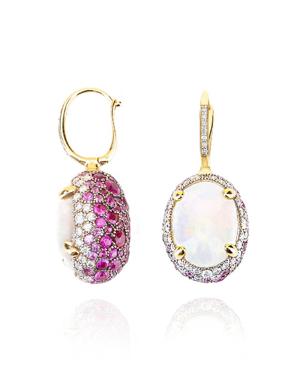 Nanis Orecchini CILIEGINE "DANCING REVERSE" double face in oro, zaffiri rosa – Nanis Italian Jewels 2025