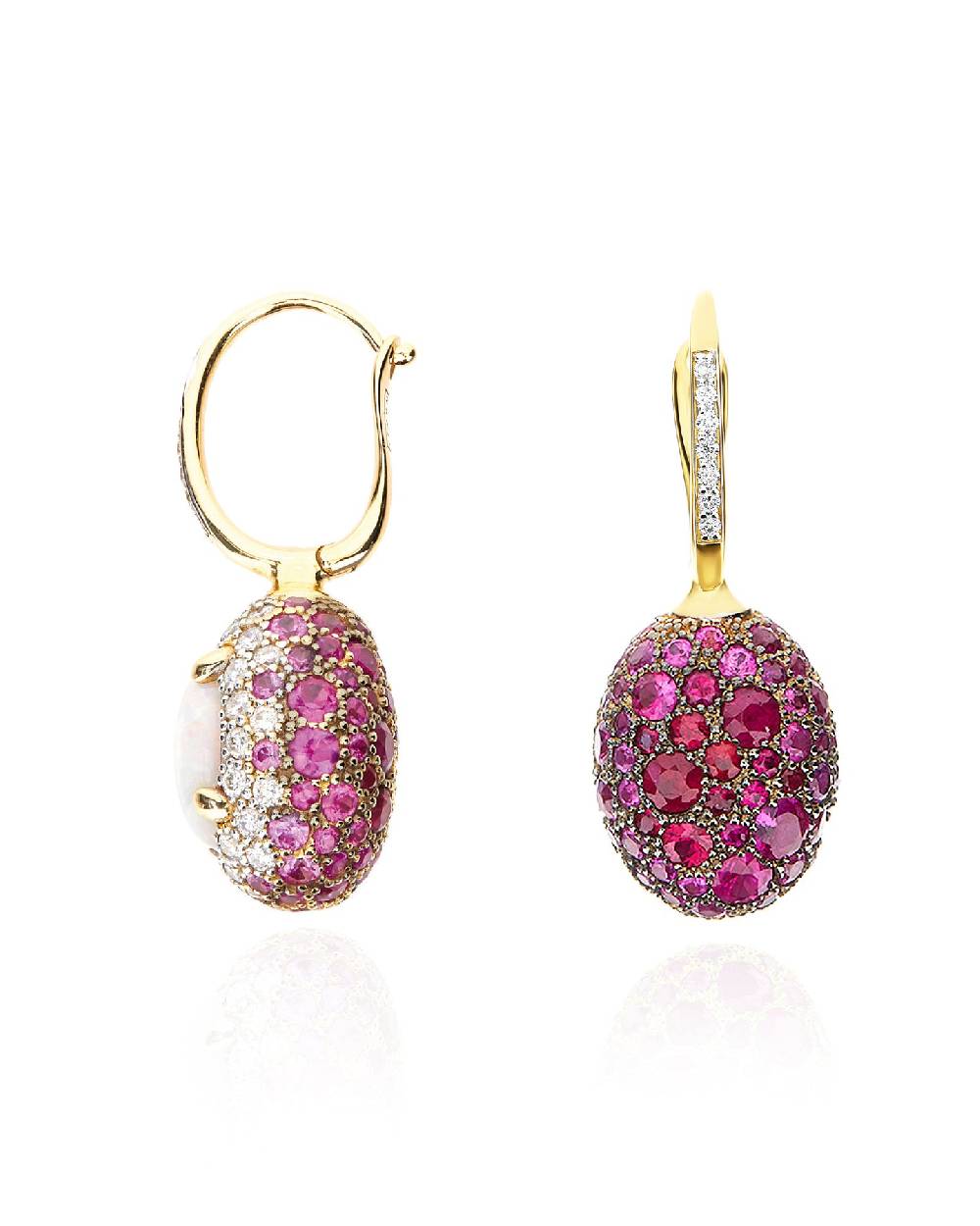 Nanis Orecchini CILIEGINE "DANCING REVERSE" double face in oro, zaffiri rosa – Nanis Italian Jewels In Linea