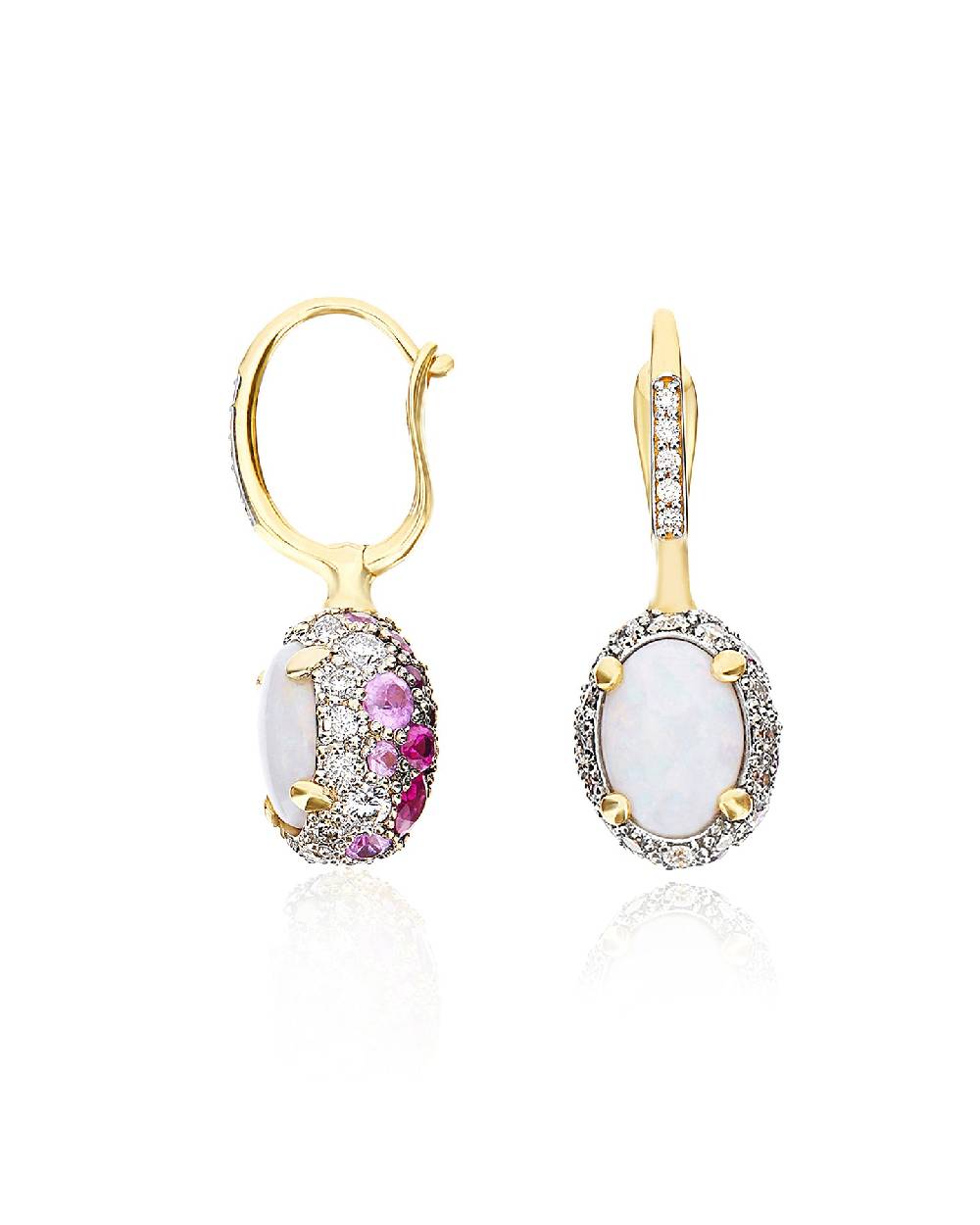 Nanis Orecchini CILIEGINE "DANCING REVERSE" double face in oro, zaffiri rosa – Nanis Italian Jewels Nuovo