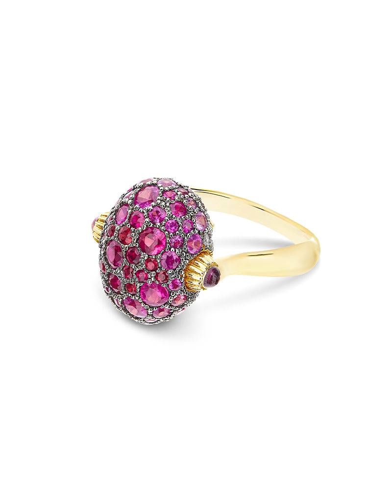 Nanis Anello "DANCING REVERSE" double face in oro, zaffiri rosa, rubini, opa – Nanis Italian Jewels Vendita