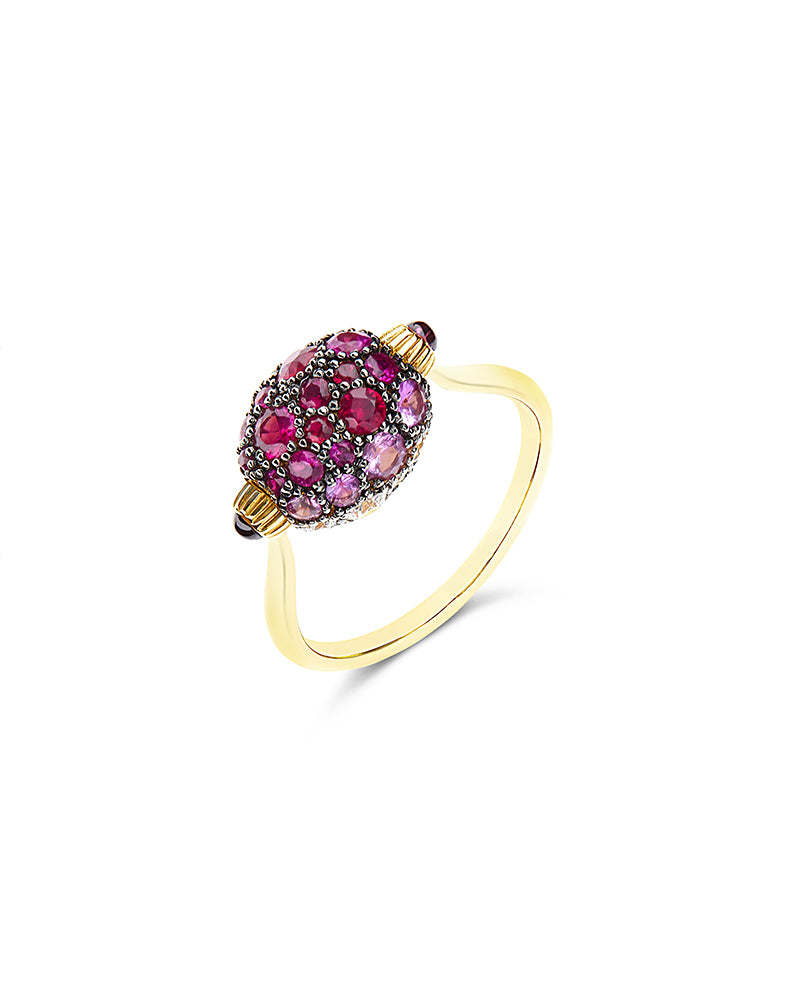 Nanis Anello "DANCING REVERSE" double face in oro, zaffiri rosa, rubini, opa – Nanis Italian Jewels Promozione