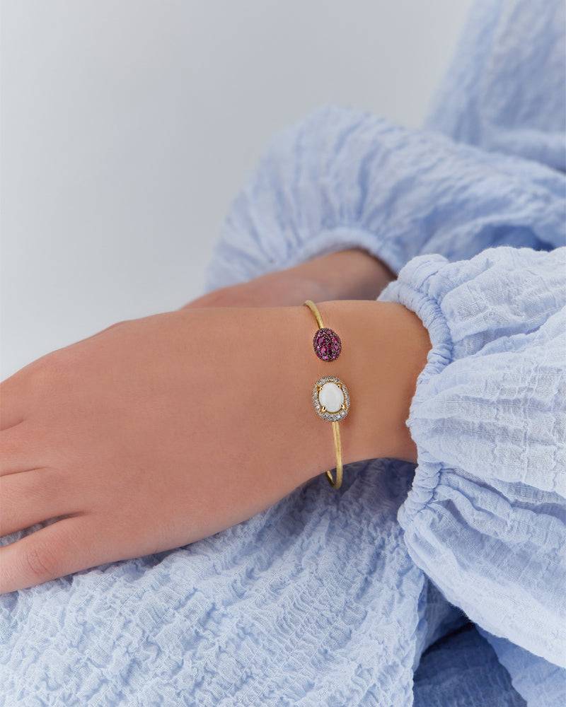 Nanis Bracciale a schiava "DANCING REVERSE" in oro, zaffiri rosa, rubini, op – Nanis Italian Jewels Spedizione Gratuita