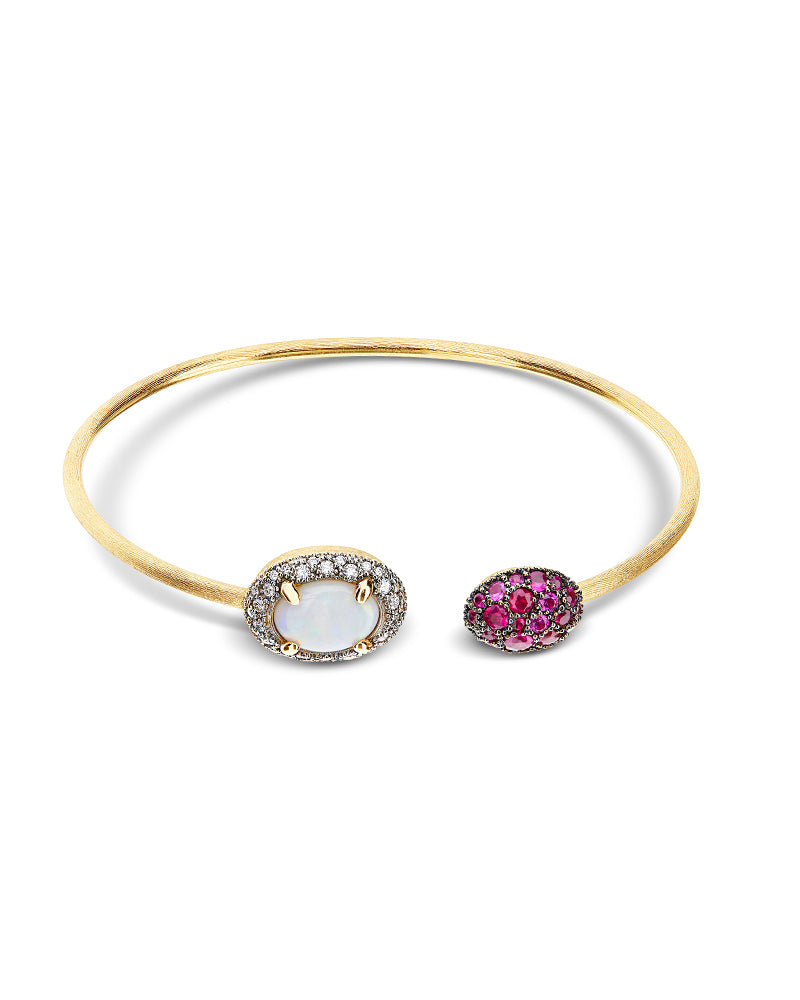 Nanis Bracciale a schiava "DANCING REVERSE" in oro, zaffiri rosa, rubini, op – Nanis Italian Jewels Spedizione Gratuita