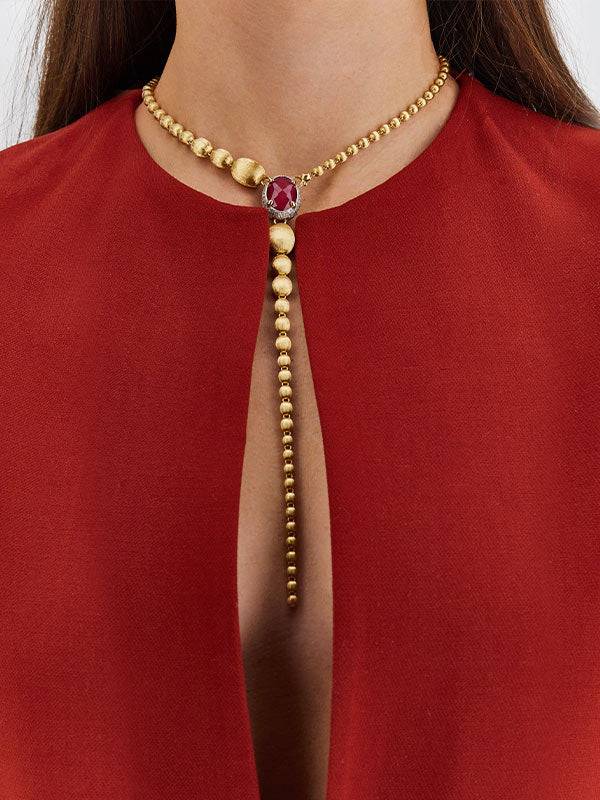 Nanis Collana a Y "DANCING REVERSE" double face in oro, rubini, diamanti e c – Nanis Italian Jewels Pezzi Unici