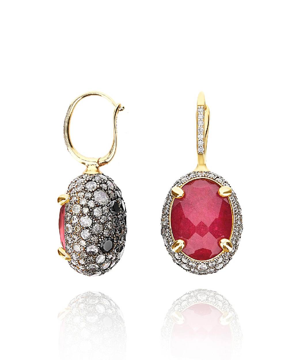 Nanis Orecchini CILIEGINE "DANCING REVERSE" double face in oro, rubini, diam – Nanis Italian Jewels Qualità Garantita