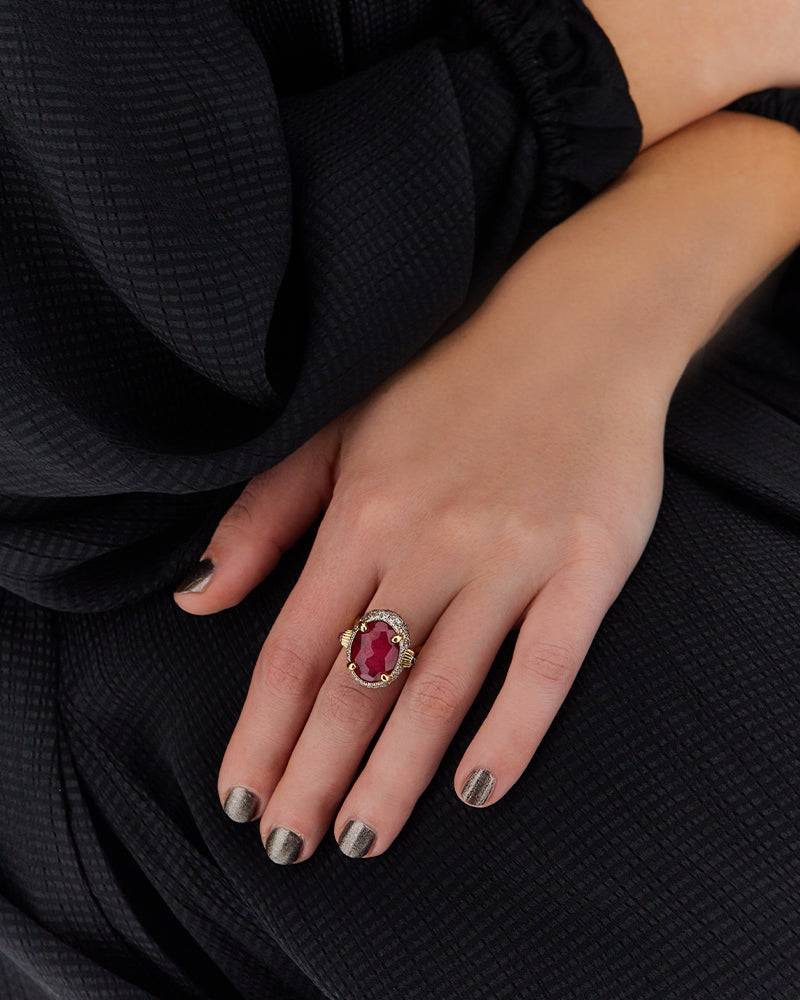 Nanis Anello "DANCING REVERSE" double face in oro, rubini, diamanti e crista – Nanis Italian Jewels Consegna Veloce