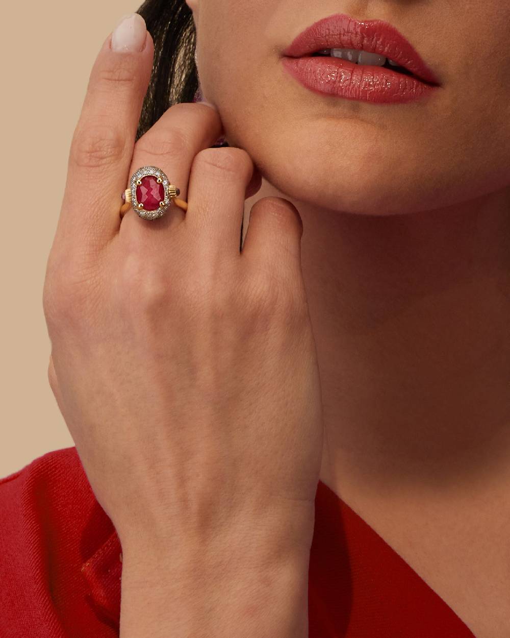 Nanis Anello "DANCING REVERSE" double face in oro, rubini, diamanti e crista – Nanis Italian Jewels Promozione Limitata