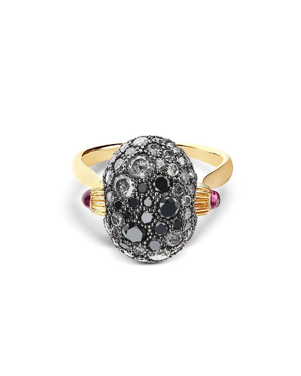 Nanis Anello "DANCING REVERSE" double face in oro, rubini, diamanti e crista – Nanis Italian Jewels Promozione Limitata
