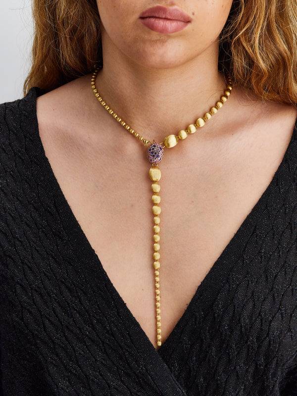 Nanis Collana a Y "DANCING REVERSE" double face in oro, zaffiri, tsavorite, – Nanis Italian Jewels Affare Del Giorno