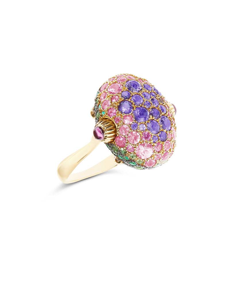 Nanis Anello "DANCING REVERSE" double face in oro, diamanti, tsavorite, amet – Nanis Italian Jewels Sconto