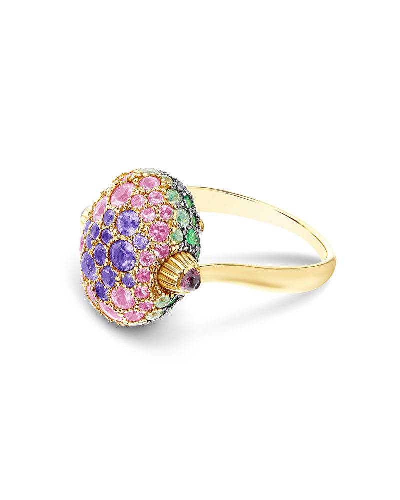 Nanis Anello "DANCING REVERSE" double face in oro, diamanti, tsavorite, amet – Nanis Italian Jewels Offerta