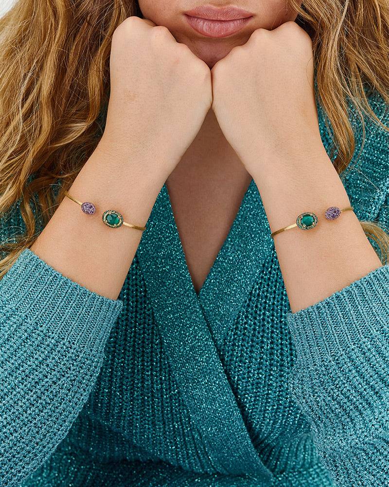 Nanis Bracciale a schiava "DANCING REVERSE" in oro, diamanti, tsavorite, ame – Nanis Italian Jewels Online