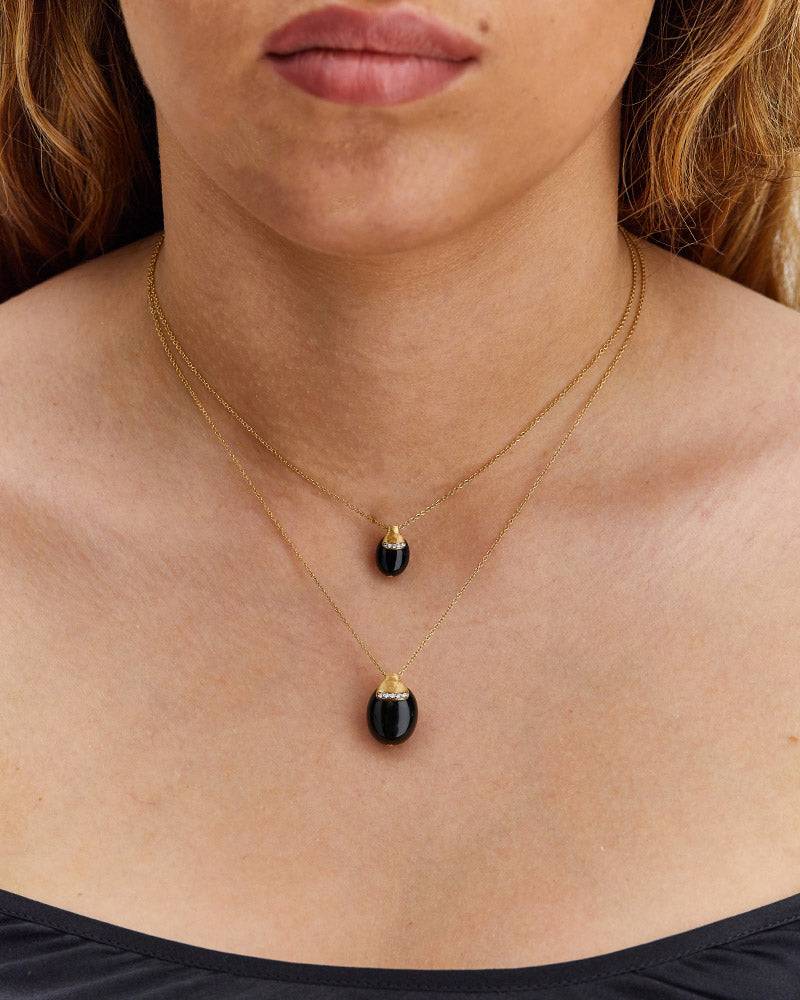 Nanis Collana "DANCING MYSTERY BLACK" pendente in oro con boule in onice ner – Nanis Italian Jewels Vendita Calda