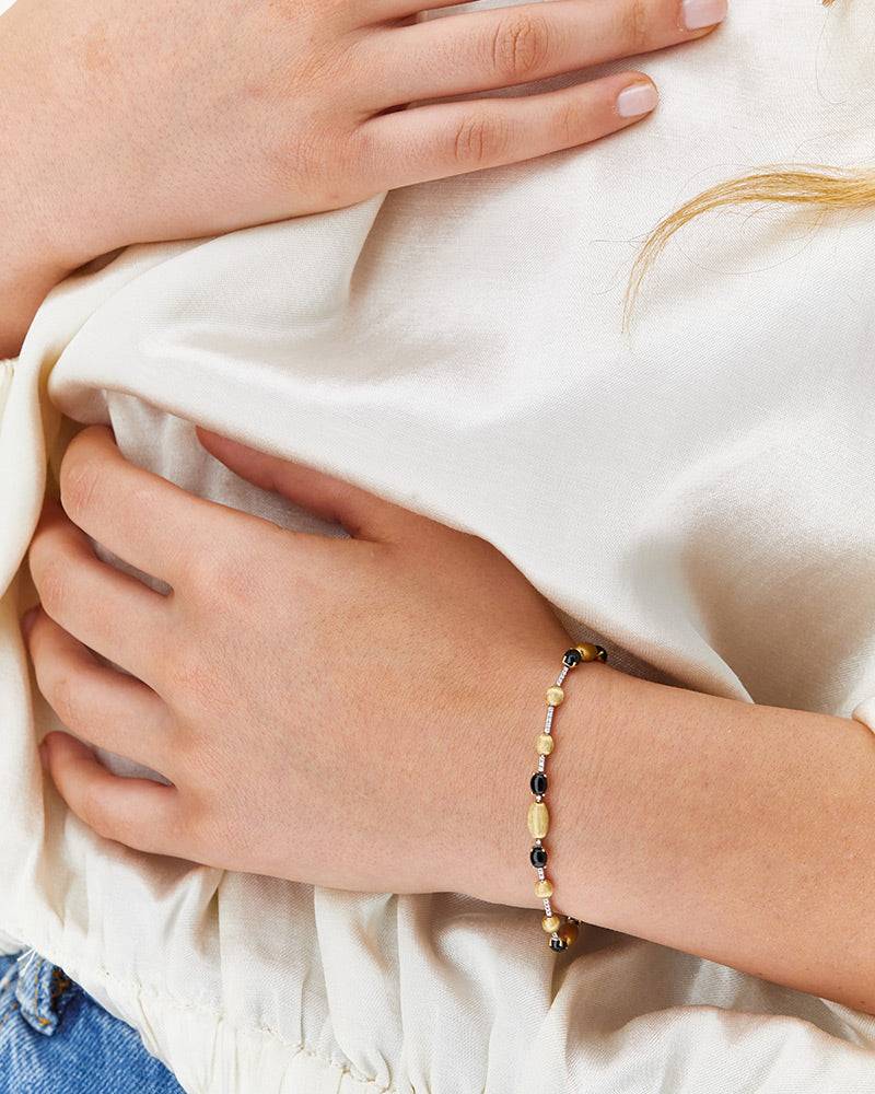 Nanis Bracciale tennis "DANCING MYSTERY BLACK" in oro, diamanti e onice nero – Nanis Italian Jewels Vendita Economica