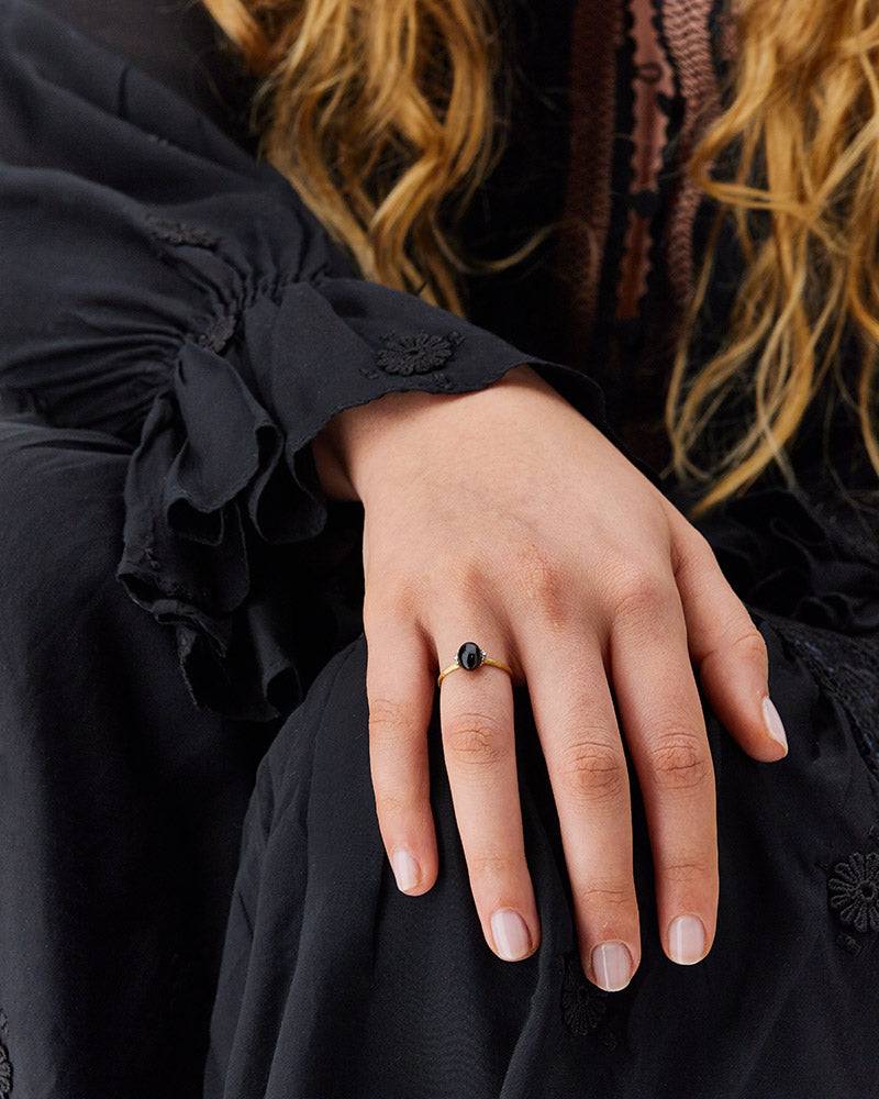 Nanis Anello "DANCING MYSTERY BLACK" con boule in oro, diamanti e onice nero – Nanis Italian Jewels In Saldo