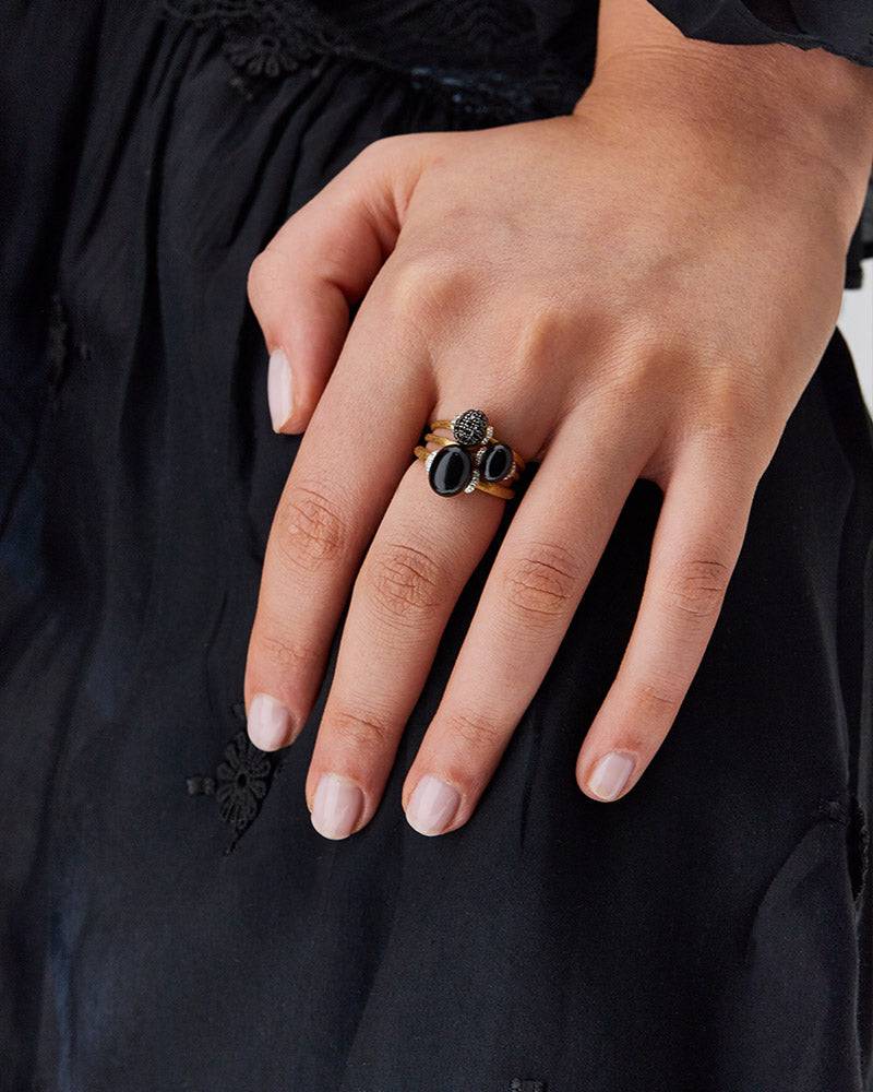 Nanis Anello "DANCING MYSTERY BLACK" in oro e diamanti neri – Nanis Italian Jewels Nuova
