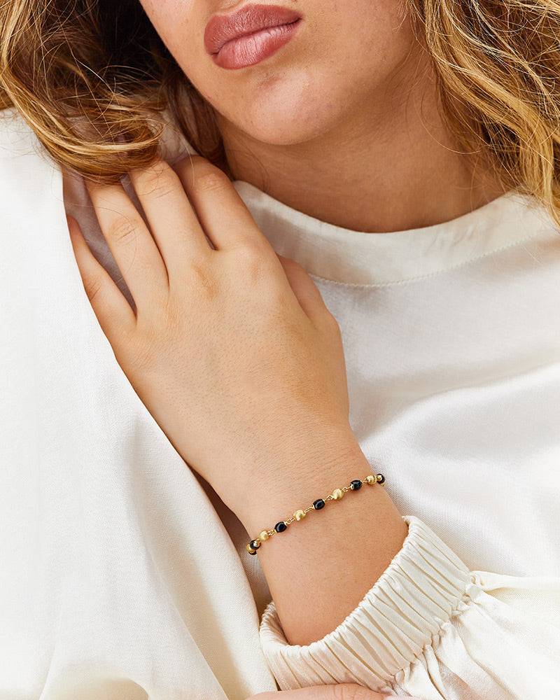 Nanis Bracciale "DANCING MYSTERY BLACK" casual con boules in oro e onice ner – Nanis Italian Jewels Italia