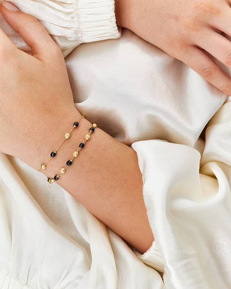 Nanis Bracciale "DANCING MYSTERY BLACK" casual con boules in oro e onice ner – Nanis Italian Jewels Italia