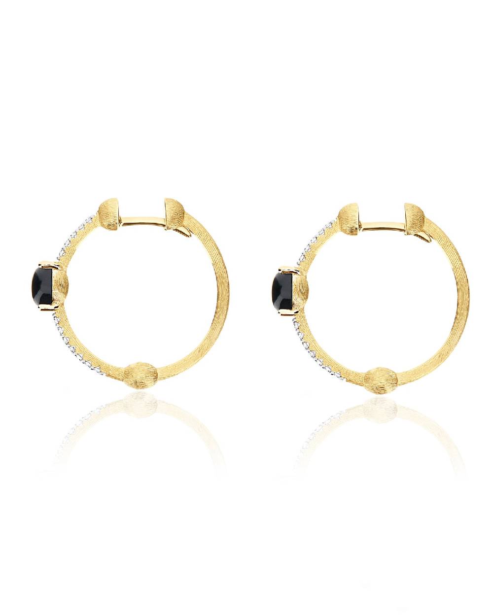 Nanis Orecchini "DANCING MYSTERY BLACK" a cerchio in oro, diamanti e onice n – Nanis Italian Jewels Nuovo