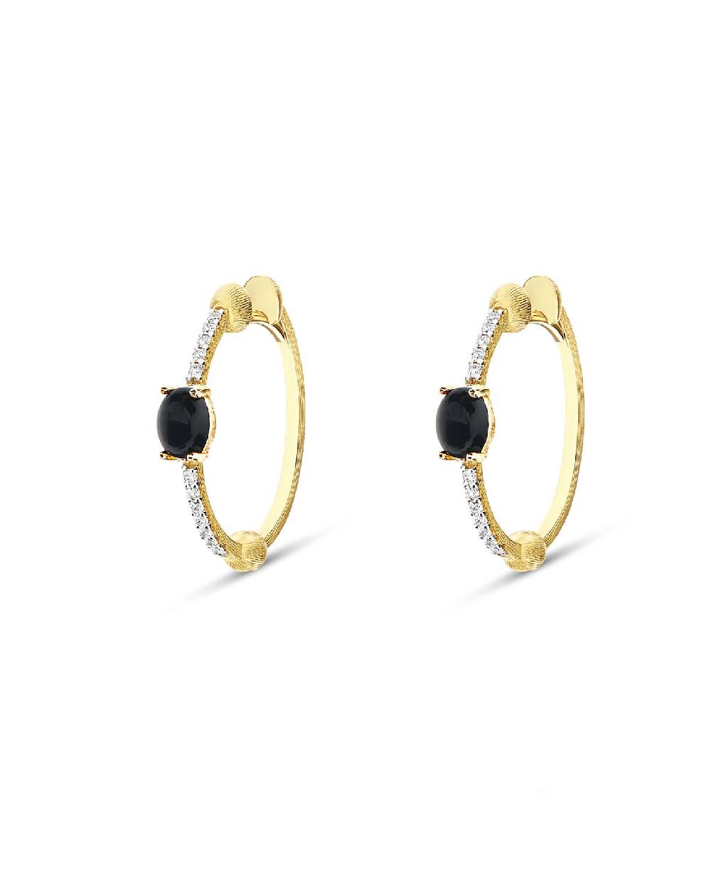 Nanis Orecchini "DANCING MYSTERY BLACK" a cerchio in oro, diamanti e onice n – Nanis Italian Jewels Nuovo