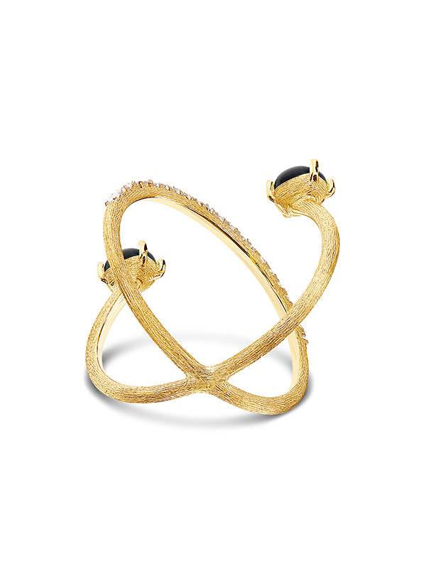 Nanis Anello ad incrocio "DANCING MYSTERY BLACK" in oro, diamanti e onice ne – Nanis Italian Jewels Qualità
