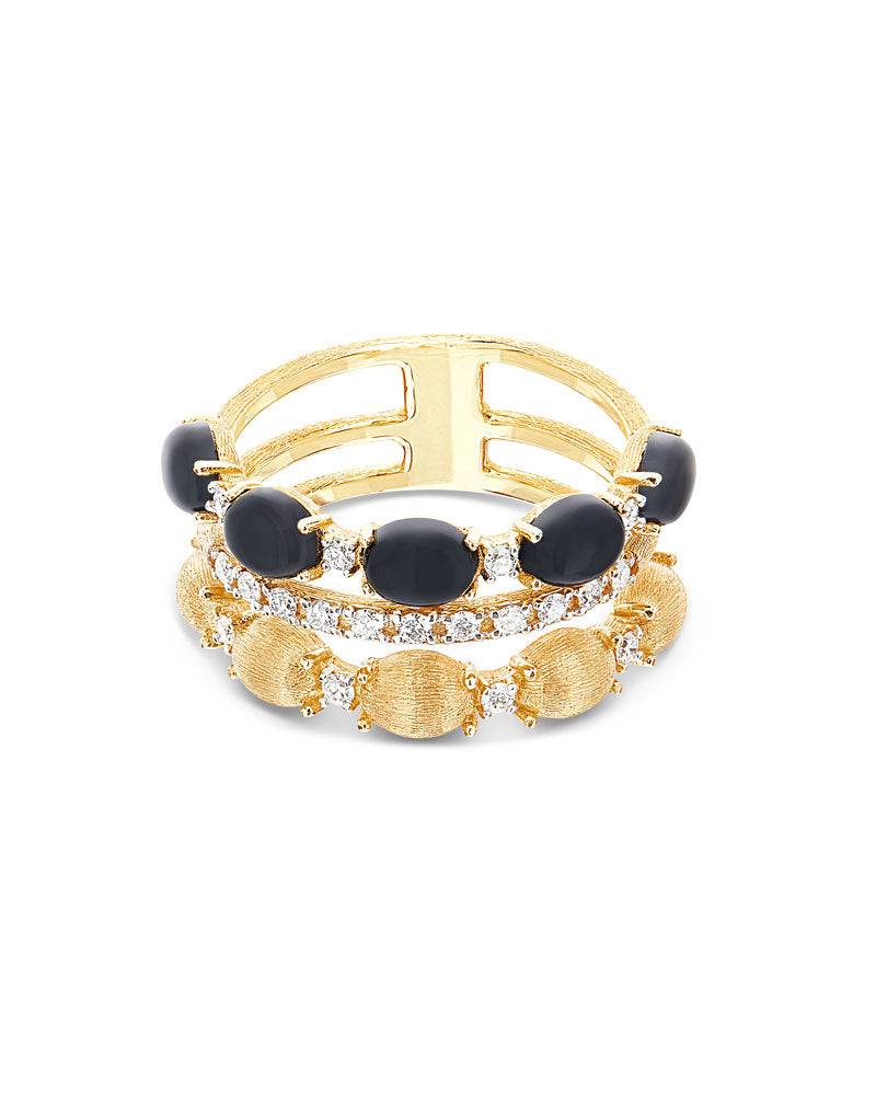 Nanis Anello "DANCING MYSTERY BLACK" a tripla fascia, pavé di diamanti, boul – Nanis Italian Jewels Vendita