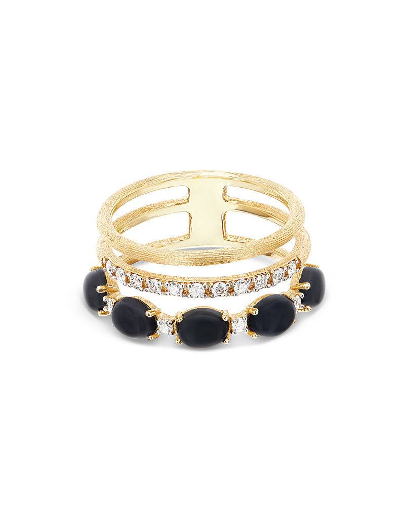 Nanis Anello "DANCING MYSTERY BLACK" a tripla fascia, in oro, pavé di diaman – Nanis Italian Jewels Promozione