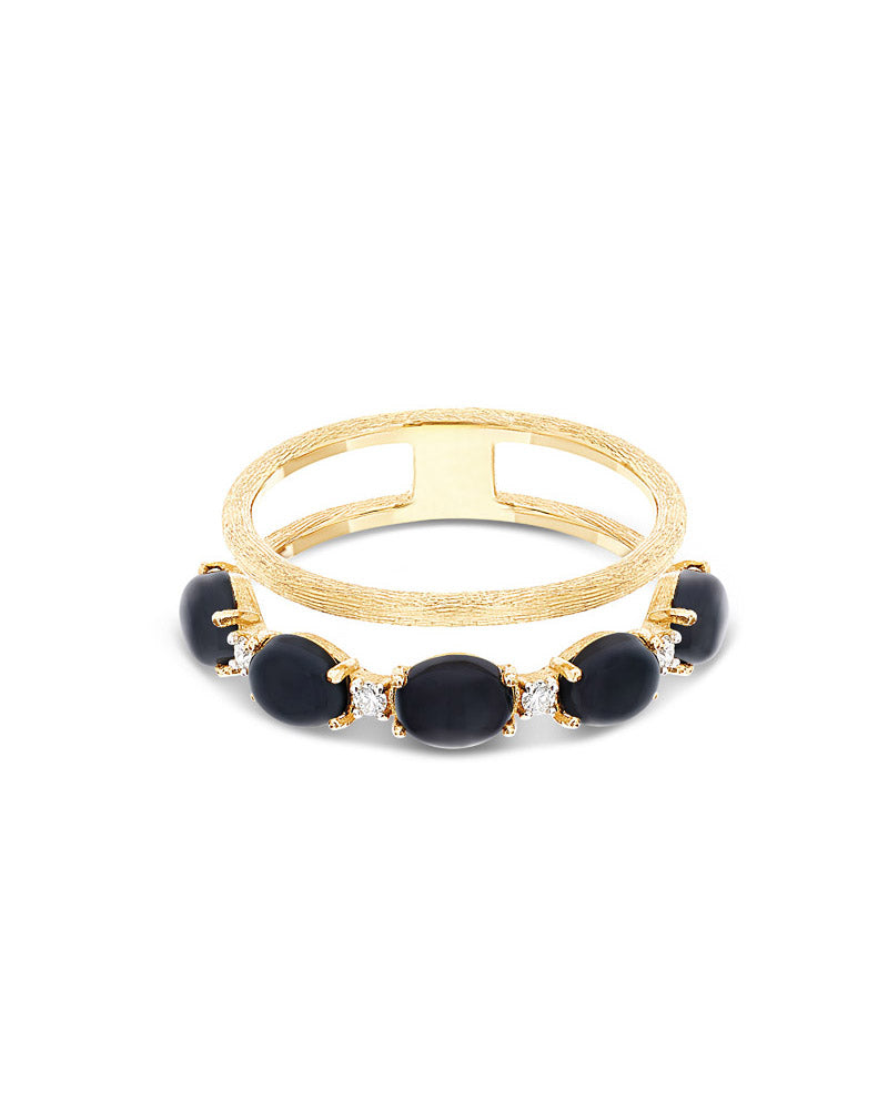 Nanis Anello "DANCING MYSTERY BLACK" a doppia fascia in oro, diamanti e onic – Nanis Italian Jewels Spedizione Gratuita