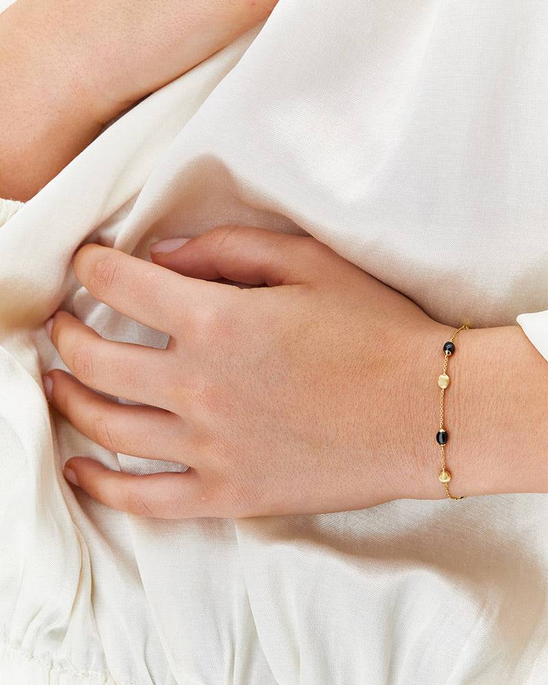 Nanis Bracciale "DANCING MYSTERY BLACK" essenziale in oro e onice nero – Nanis Italian Jewels Qualità Garantita