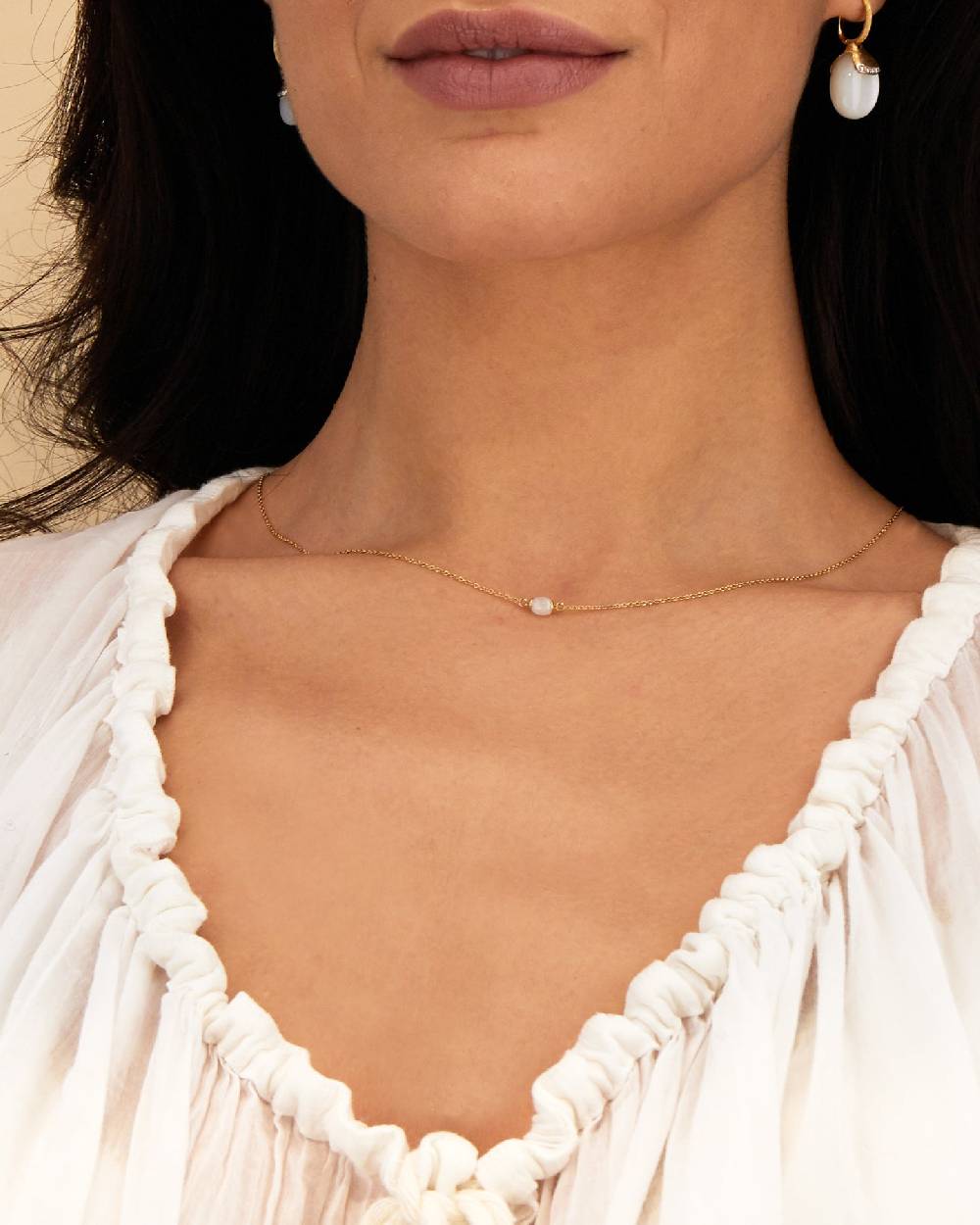 Nanis Collana "WHITE DESERT" in oro e pietra di luna (corta) – Nanis Italian Jewels Affare Del Giorno