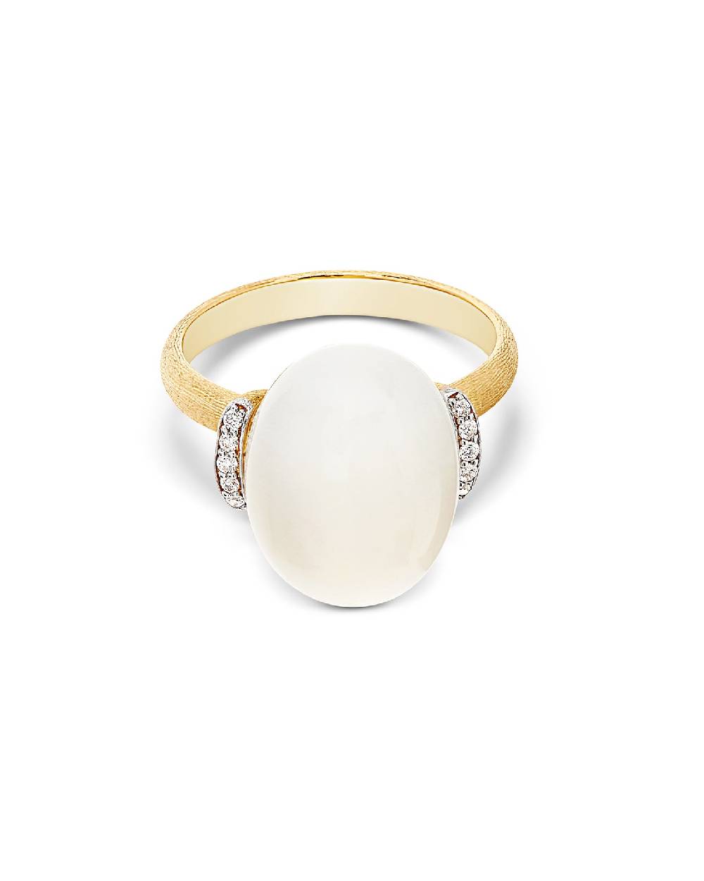 Nanis Anello "WHITE DESERT" in oro, diamanti e pietra di luna (grande) – Nanis Italian Jewels Novità