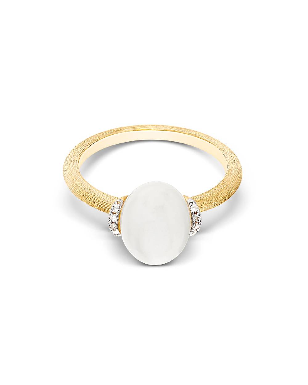 Nanis Anello "WHITE DESERT" in oro, diamanti e pietra di luna (piccolo) – Nanis Italian Jewels Presa