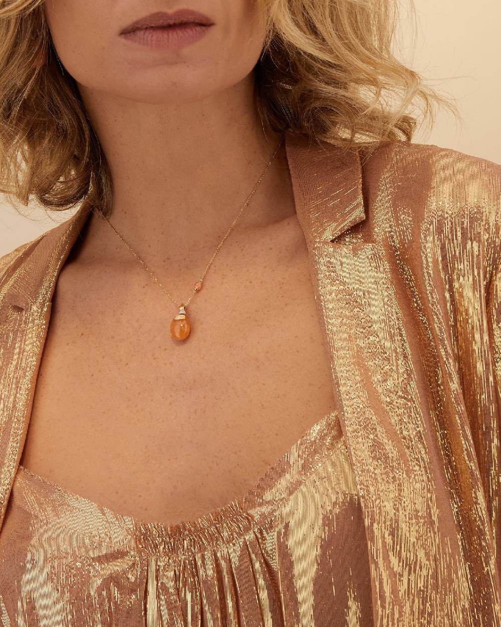 Nanis Collana "PETRA" in oro e avventurina arancione (corta) – Nanis Italian Jewels In Vendita