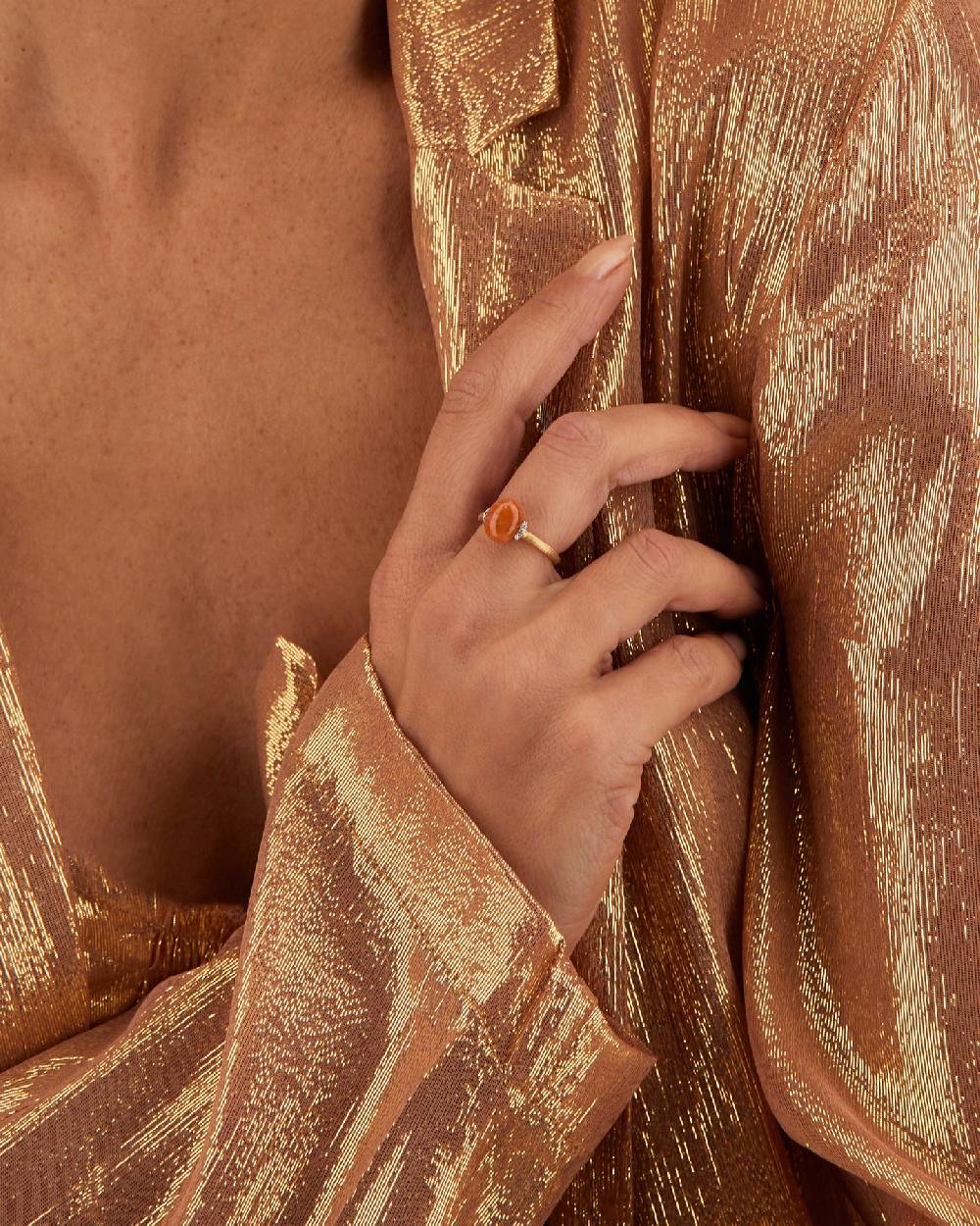 Nanis Anello "PETRA" in oro, diamanti e avventurina arancione (piccolo) – Nanis Italian Jewels Vendita Economica