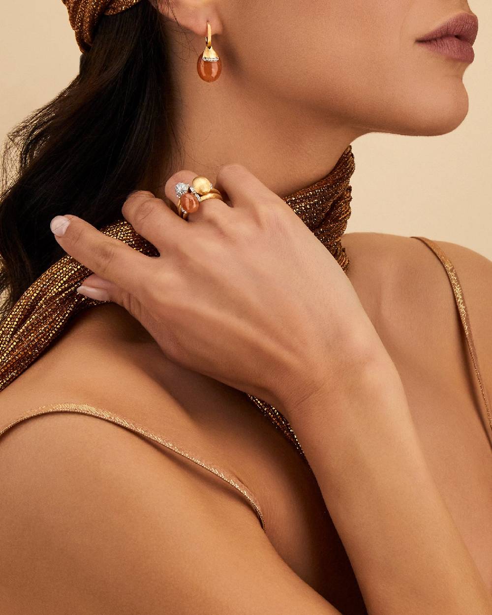 Nanis Anello "PETRA" in oro, diamanti e avventurina arancione (piccolo) – Nanis Italian Jewels Vendita Economica