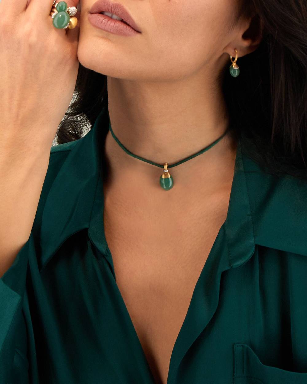 Nanis Pendente "AMAZZONIA" in oro, diamanti e avventurina verde (medio) – Nanis Italian Jewels I Più Venduti