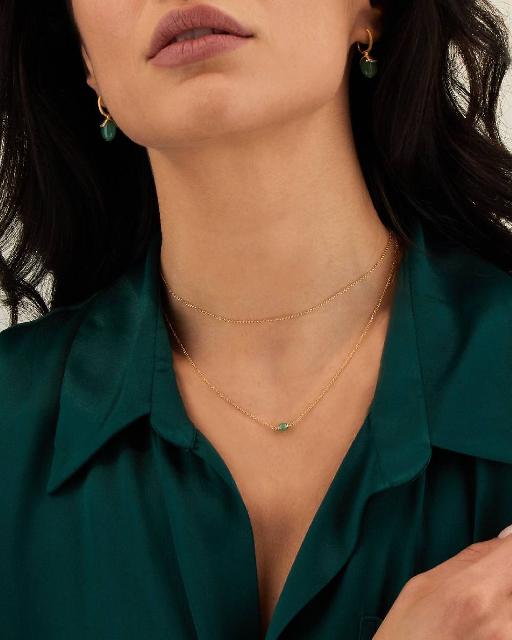 Nanis Collana "AMAZZONIA" in oro e avventurina verde (lunga) – Nanis Italian Jewels Negozio