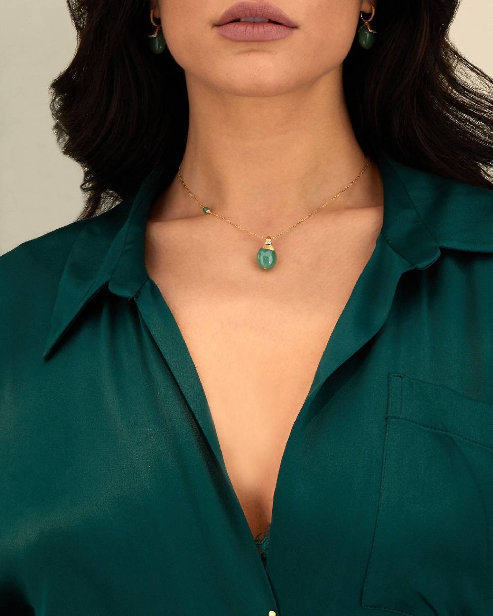 Nanis Collana "AMAZZONIA" in oro e avventurina verde (corta) – Nanis Italian Jewels Nuova