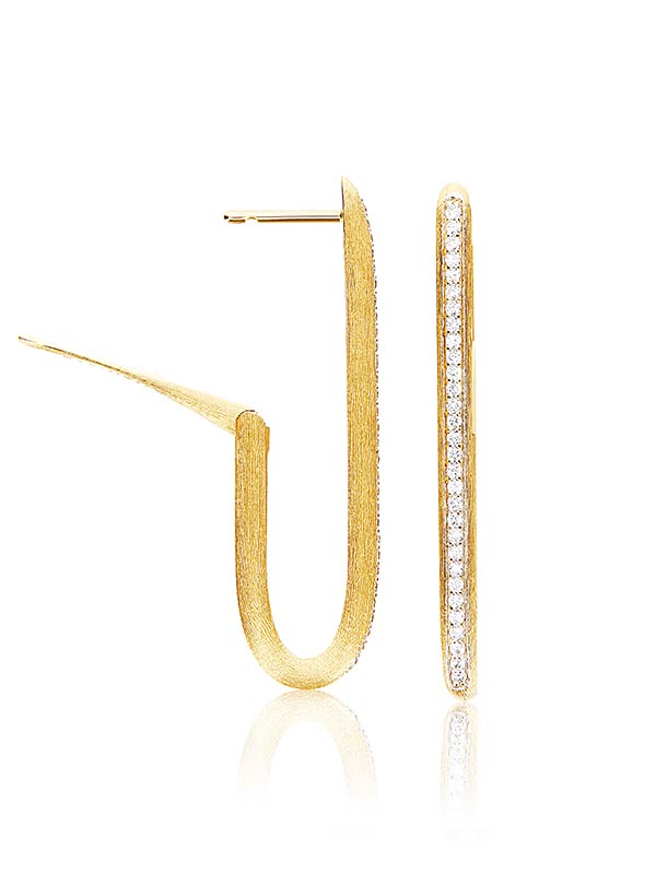 Nanis Orecchini a cerchio "LIBERA" squadrati grandi in oro e diamanti – Nanis Italian Jewels In Linea