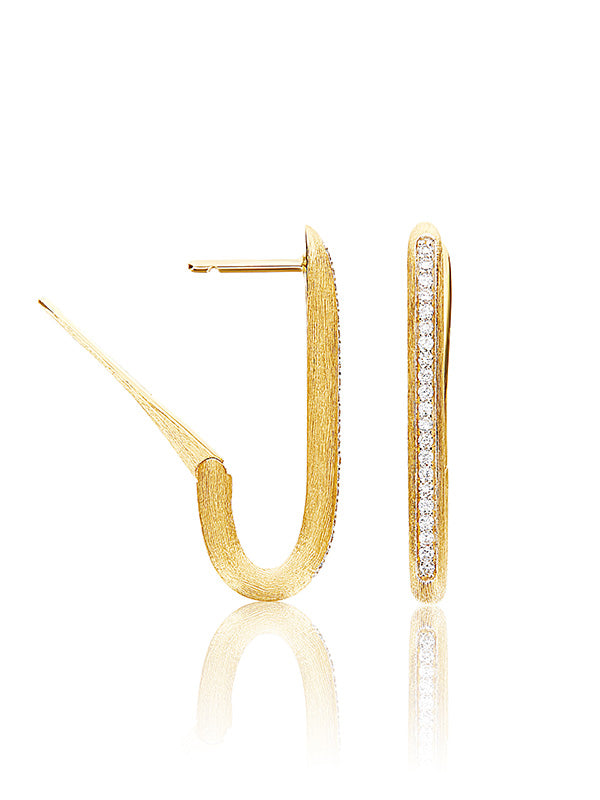Nanis Orecchini a cerchio "LIBERA" squadrati medi in oro e diamanti – Nanis Italian Jewels Nuovo