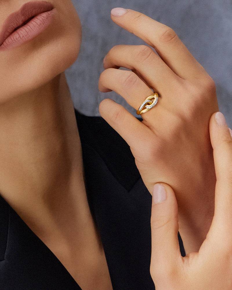 Nanis Anello "LIBERA" intrecciato in oro e diamanti – Nanis Italian Jewels Negozi Online