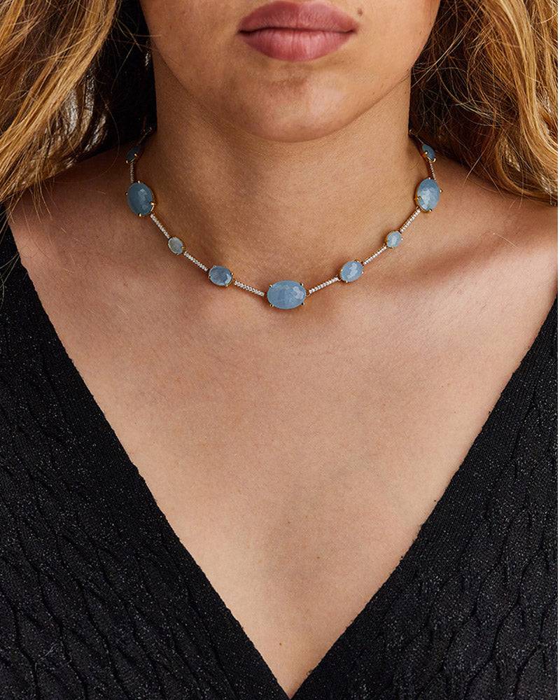 Nanis Collana girocollo "ARIA" in oro, acquamarina e barrette di diamanti – Nanis Italian Jewels Economico