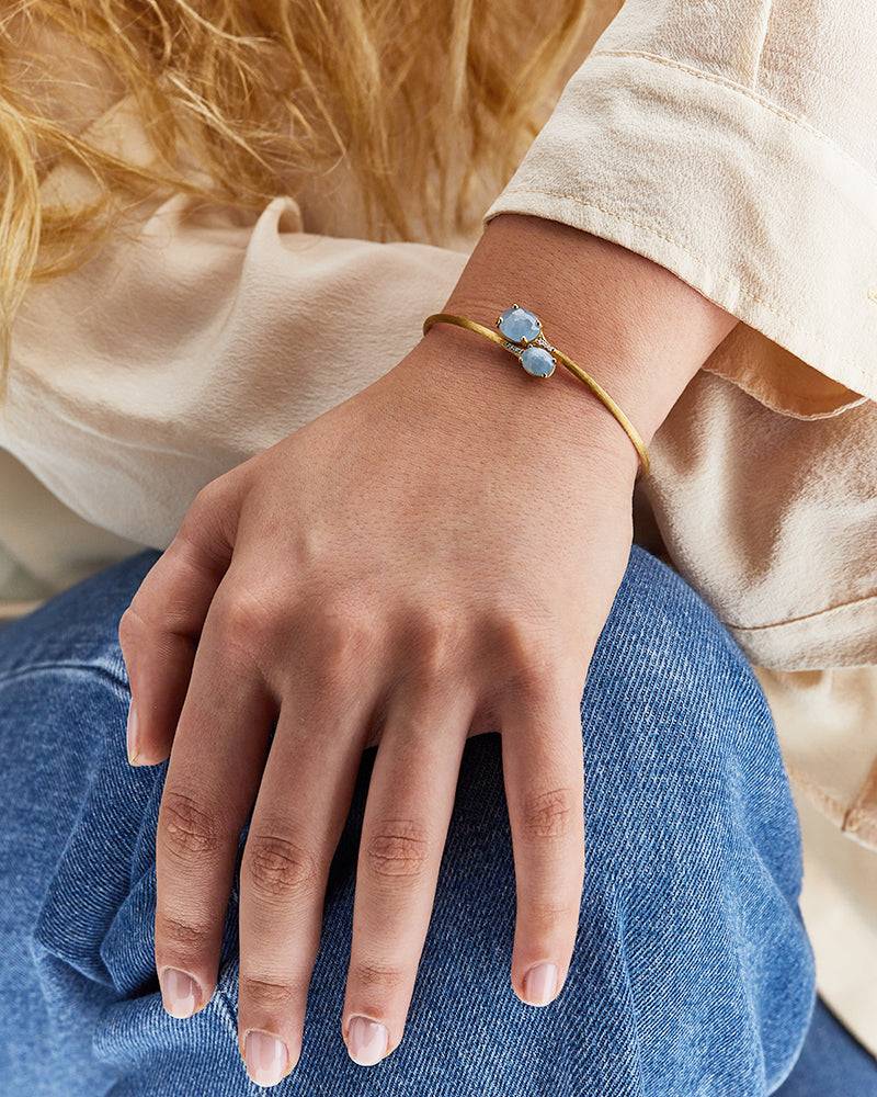 Nanis Bracciale a schiava "IPANEMA" in oro, acquamarina e diamanti – Nanis Italian Jewels Outlet