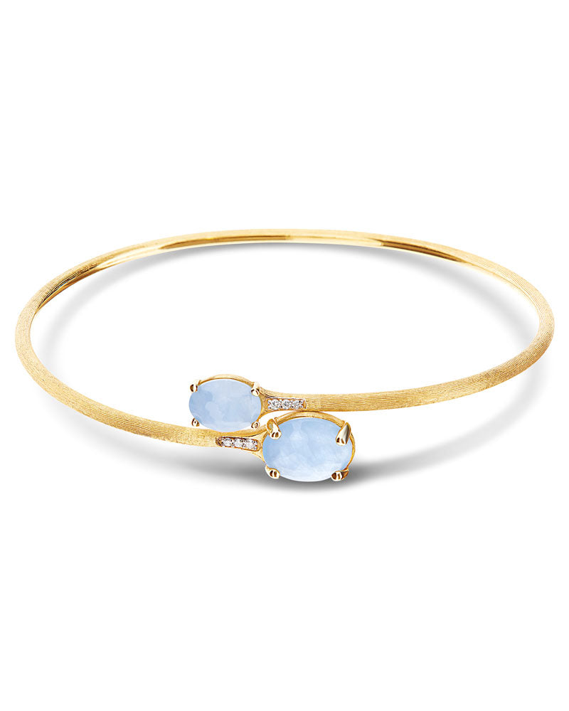 Nanis Bracciale a schiava "IPANEMA" in oro, acquamarina e diamanti – Nanis Italian Jewels Outlet