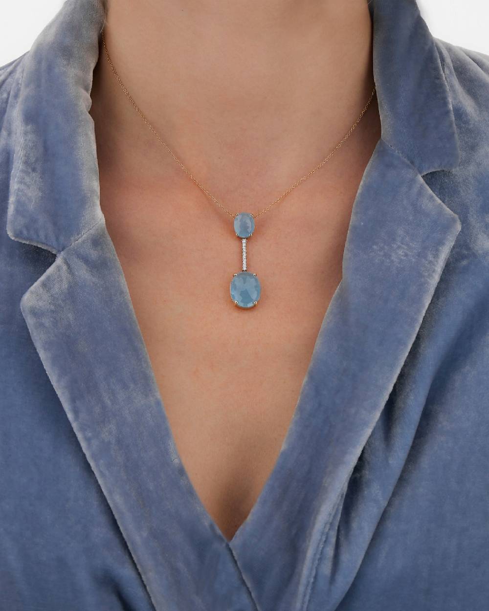 Nanis Collana "IPANEMA" con pendente in acquamarina e barretta in diamanti – Nanis Italian Jewels Saldi