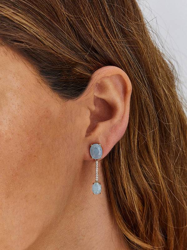 Nanis Orecchini "IPANEMA" in oro, acquamarina e barrette di diamanti – Nanis Italian Jewels Offerte
