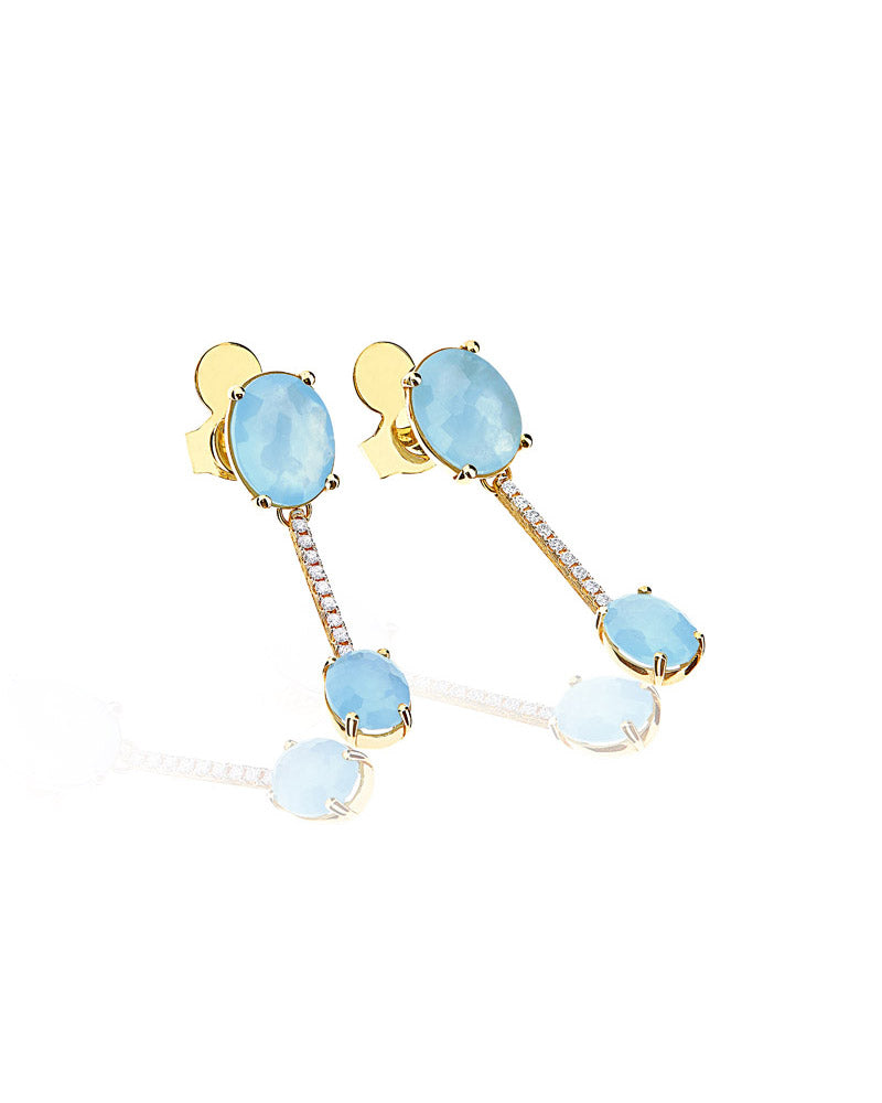 Nanis Orecchini "IPANEMA" in oro, acquamarina e barrette di diamanti – Nanis Italian Jewels Offerte