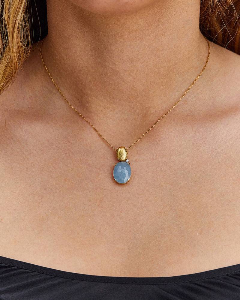 Nanis Collana "IPANEMA" con boule pendente in oro, acquamarina e dettaglio d – Nanis Italian Jewels Hotsell
