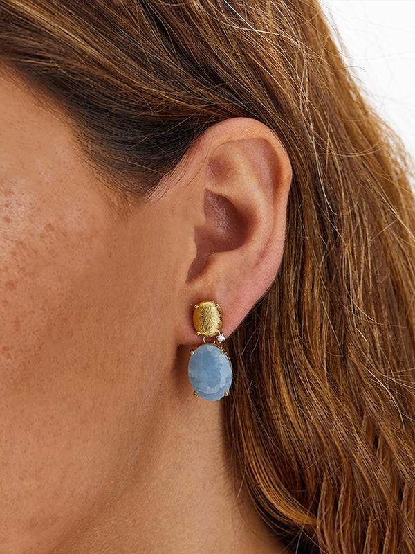 Nanis Orecchini "IPANEMA" con boules in oro, acquamarina e dettaglio di diam – Nanis Italian Jewels Vendita Calda